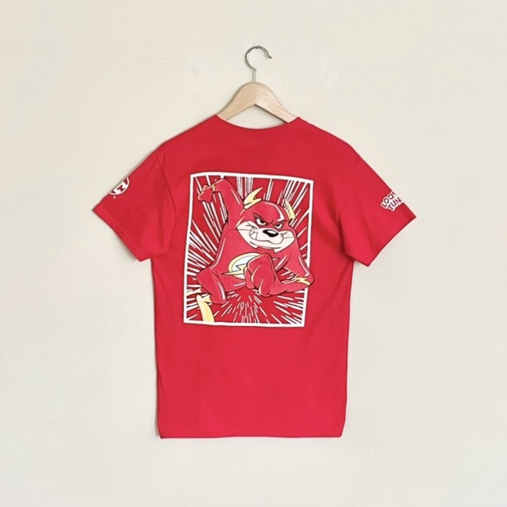 NEW DC Comics x Looney Tunes The Flash Taz Graphic Red T Shirt Adult Small